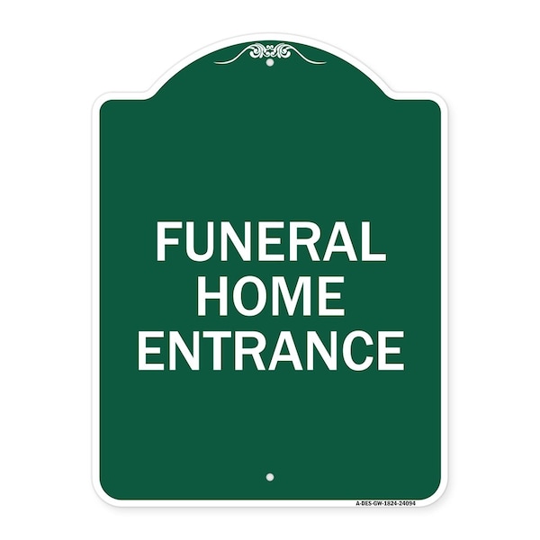 Entrance Sign Funeral Home Entrance, Green & White Aluminum Architectural Sign, 18" H, GW-1824-24094